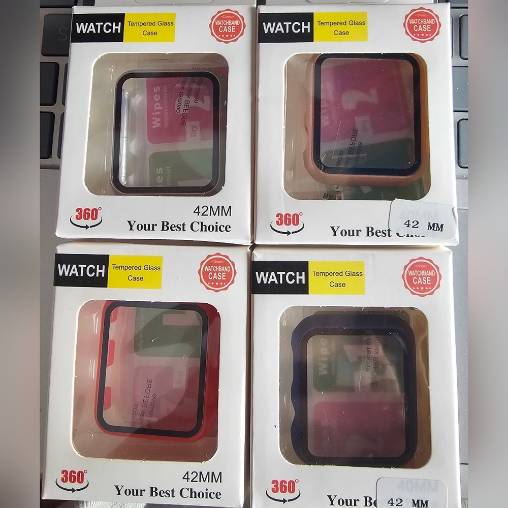 Smart Watch Tempered Glass Case 42 mm-Various Colors- NIB
